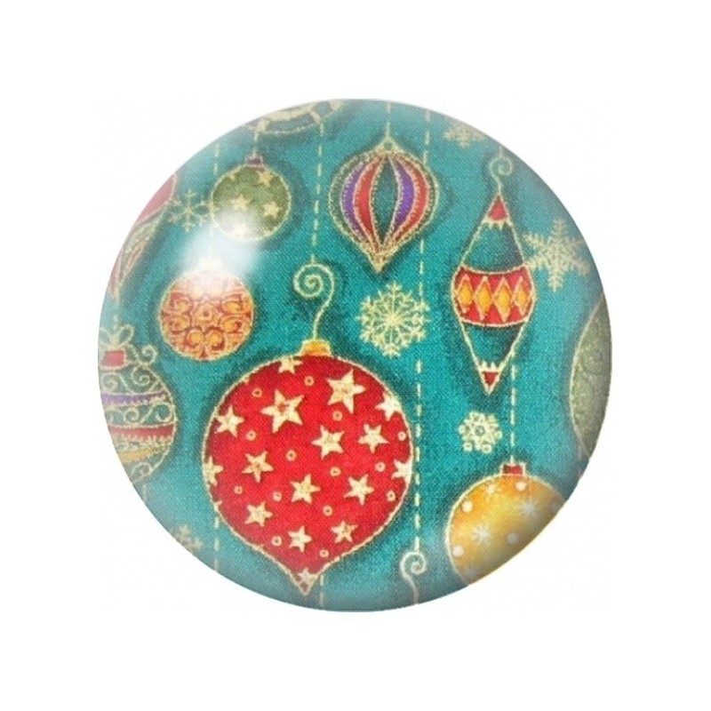 Cabochon en Verre Illustré Boules de Noël Vintage Turquoise 12 à 25mm