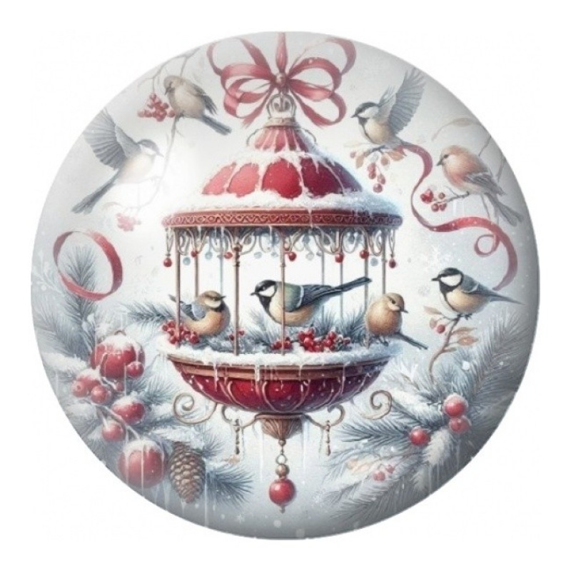 Cabochon en Verre Illustré Carrousel de Noël 12 à 25mm