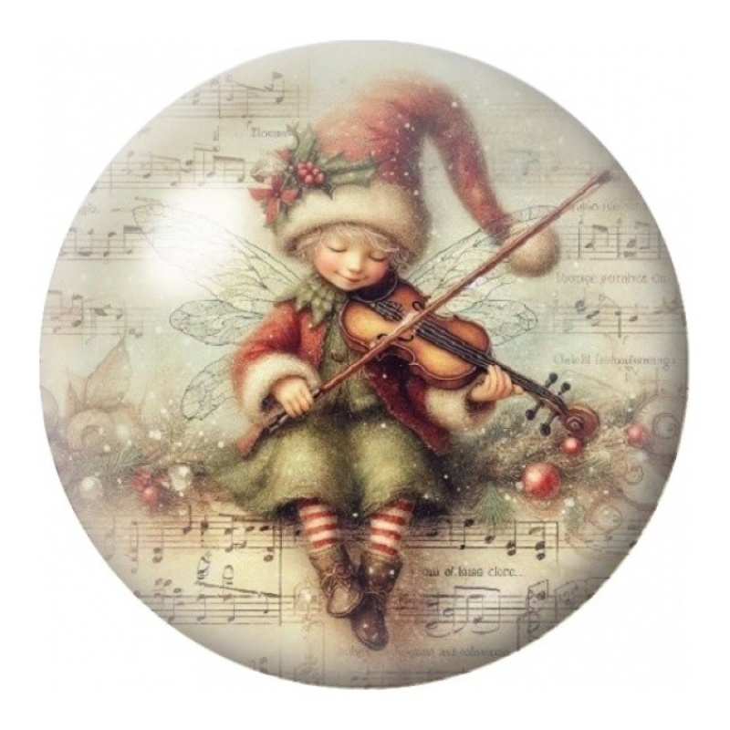 Cabochon en Verre Illustré Lutin Jouant du Violon 12 à 25mm