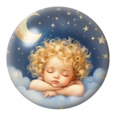 Cabochon en Verre Illustré Chérubin Endormi sous les Étoiles 12 à 25mm pour la Création de Bijoux Fantaisie - DIY