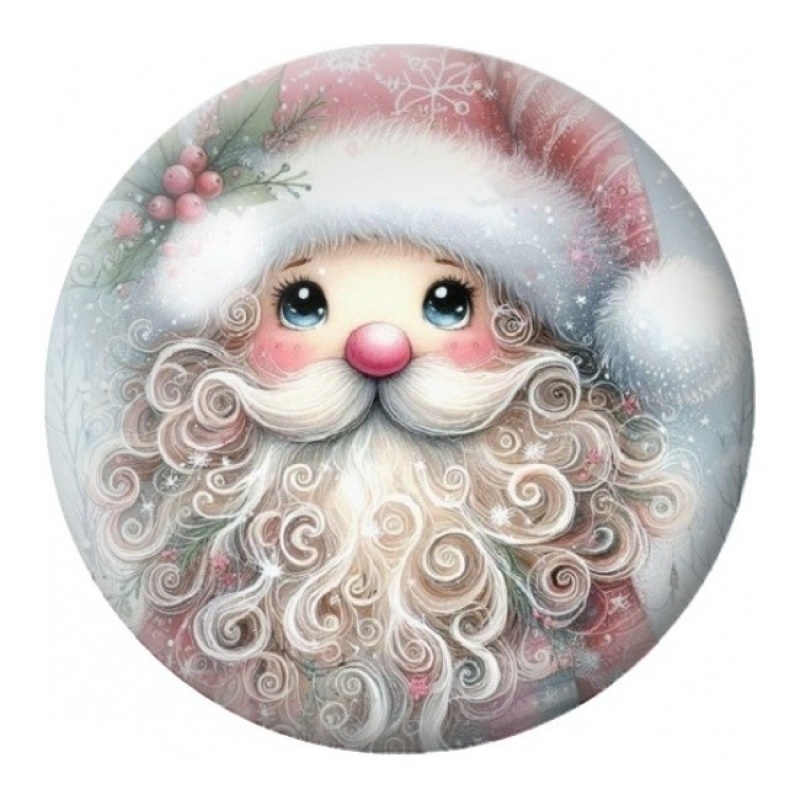 Cabochon en Verre Illustré Visage du Père Noël Pastel 12 à 25mm