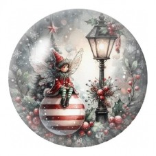 Cabochon en Verre Illustré Lutin au Réverbère Enneigé 12 à 25mm pour la Création de Bijoux Fantaisie - DIY