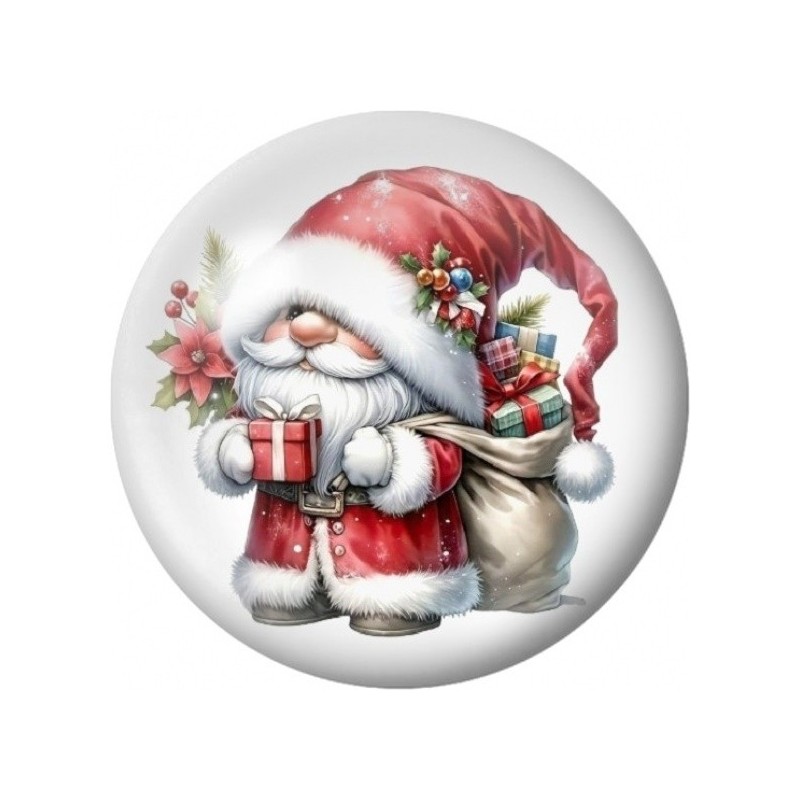 Cabochon en Verre Illustré Père Noël au Cadeau Rouge 12 à 25mm