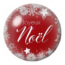 Cabochon en Verre Illustré Joyeux Noël sur Fond Rouge 12 à 25mm pour la Création de Bijoux Fantaisie - DIY