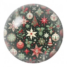 Cabochon en Verre Illustré Motifs de Noël sur Fond Vert 12 à 25mm pour la Création de Bijoux Fantaisie - DIY