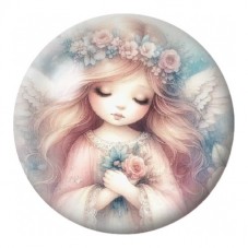 Cabochon en Verre Illustré Fillette Rêveuse à la Rose 12 à 25mm pour la Création de Bijoux Fantaisie - DIY