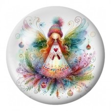 Cabochon en Verre Illustré Fée de Noël Multicolore 12 à 25mm pour la Création de Bijoux Fantaisie - DIY
