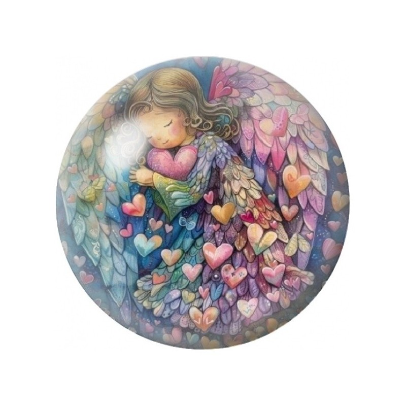 Cabochon en Verre Illustré Ange aux Papillons Pastel 12 à 25mm