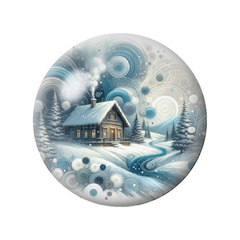 Cabochon en Verre Illustré Chalet aux Volutes d’Hiver 12 à 25mm