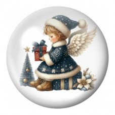 Cabochon en Verre Illustré Ange au Cadeau Bleu 12 à 25mm pour la Création de Bijoux Fantaisie - DIY