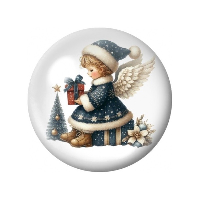 Cabochon en Verre Illustré Ange au Cadeau Bleu 12 à 25mm