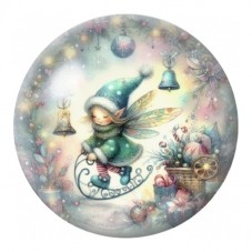 Cabochon en Verre Illustré Lutin sur son Traîneau 12 à 25mm pour la Création de Bijoux Fantaisie - DIY