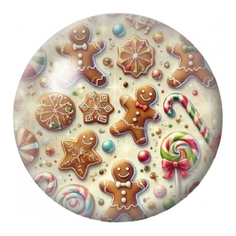 Cabochon en Verre Illustré Biscuits et Bonbons de Noël 12 à 25mm