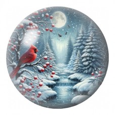 Cabochon en Verre Illustré Cardinal dans la Forêt Enneigée 12 à 25mm pour la Création de Bijoux Fantaisie - DIY