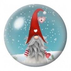 Cabochon en Verre Illustré Gnome au Grand Bonnet Rouge 12 à 25mm pour la Création de Bijoux Fantaisie - DIY