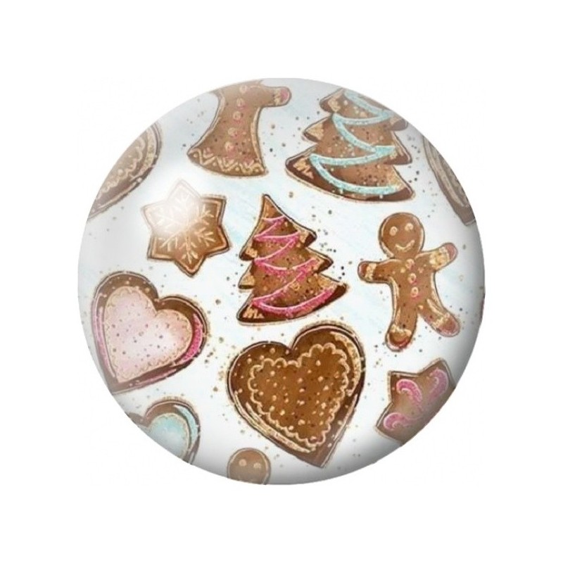 Cabochon en Verre Illustré Biscuits de Noël Colorés 12 à 25mm