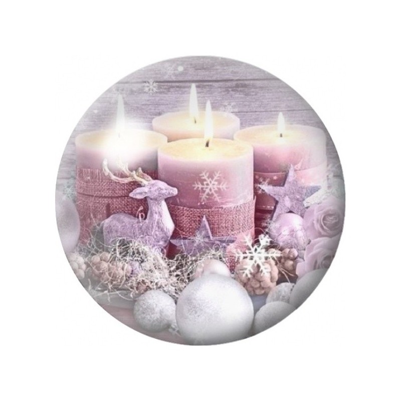 Cabochon en Verre Illustré Bougies Roses de Noël 12 à 25mm