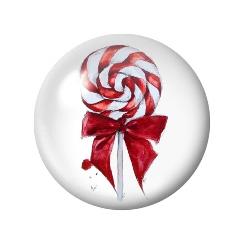Cabochon en Verre Illustré Sucette de Noël au Nœud Rouge 12 à 25mm