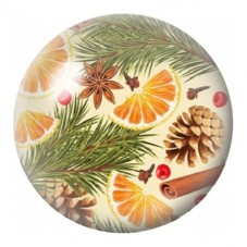 Cabochon en Verre Illustré Oranges et Branches de Sapin 12 à 25mm pour la Création de Bijoux Fantaisie - DIY