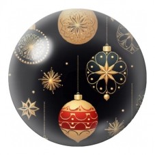 Cabochon en Verre Illustré Boules de Noël sur Fond Noir 12 à 25mm pour la Création de Bijoux Fantaisie - DIY