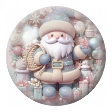 Cabochon en Verre Illustré Père Noël aux Cadeaux Pastel 12 à 25mm pour la Création de Bijoux Fantaisie - DIY