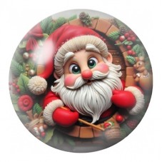 Cabochon en Verre Illustré Père Noël parmi les Roses 12 à 25mm pour la Création de Bijoux Fantaisie - DIY