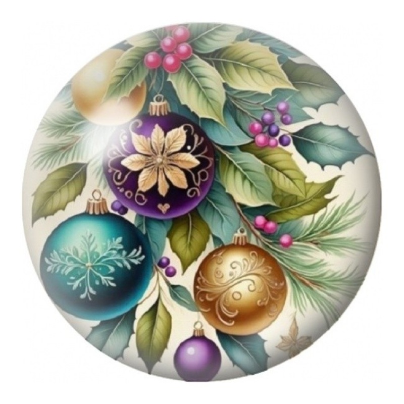Cabochon en Verre Illustré Boules de Noël Vintage 12 à 25mm