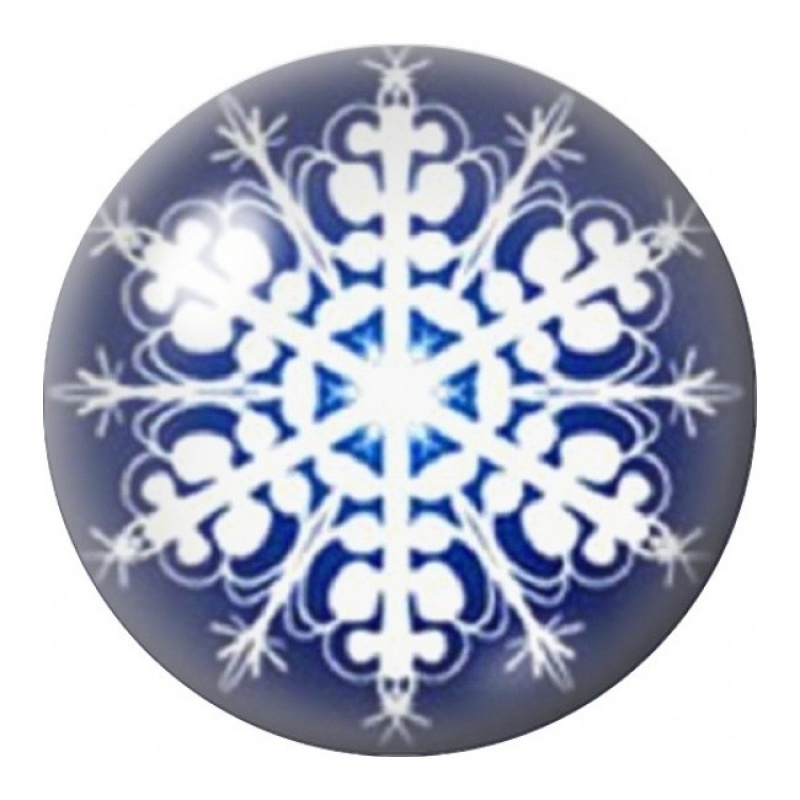 Cabochon en Verre Illustré Flocon Baroque Blanc 12 à 25mm