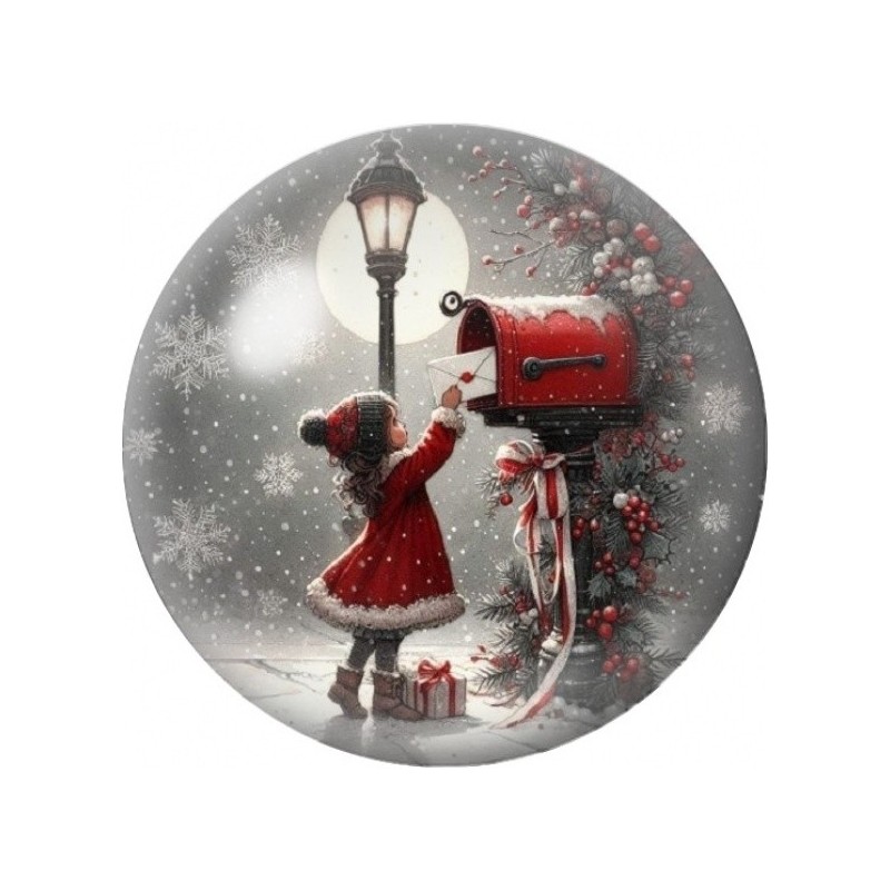 Cabochon en Verre Illustré Fillette à la Boîte aux Lettres 12 à 25mm