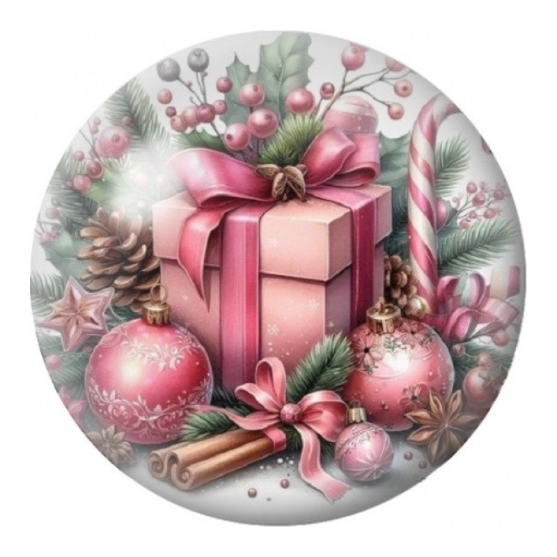 Cabochon en Verre Illustré Cadeau Rose de Noël 12 à 25mm