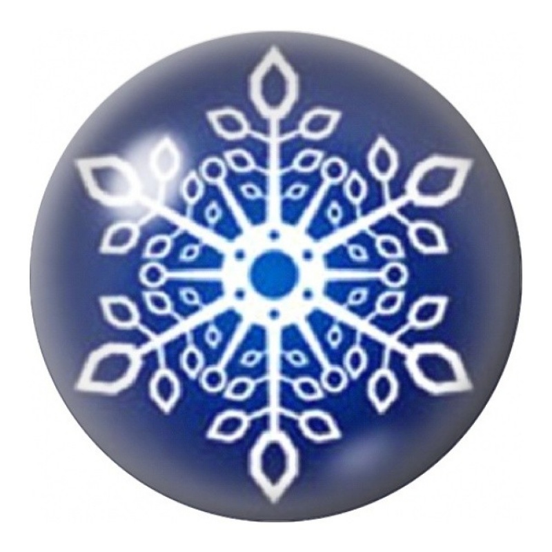 Cabochon en Verre Illustré Flocon de Dentelle Bleue 12 à 25mm