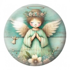 Cabochon en Verre Illustré Ange Turquoise en Prière 12 à 25mm pour la Création de Bijoux Fantaisie - DIY