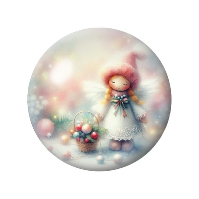 Cabochon en Verre Illustré Fillette au Panier de Boules 12 à 25mm