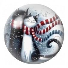 Cabochon en Verre Illustré Chats à l’Écharpe Rayée 12 à 25mm pour la Création de Bijoux Fantaisie - DIY