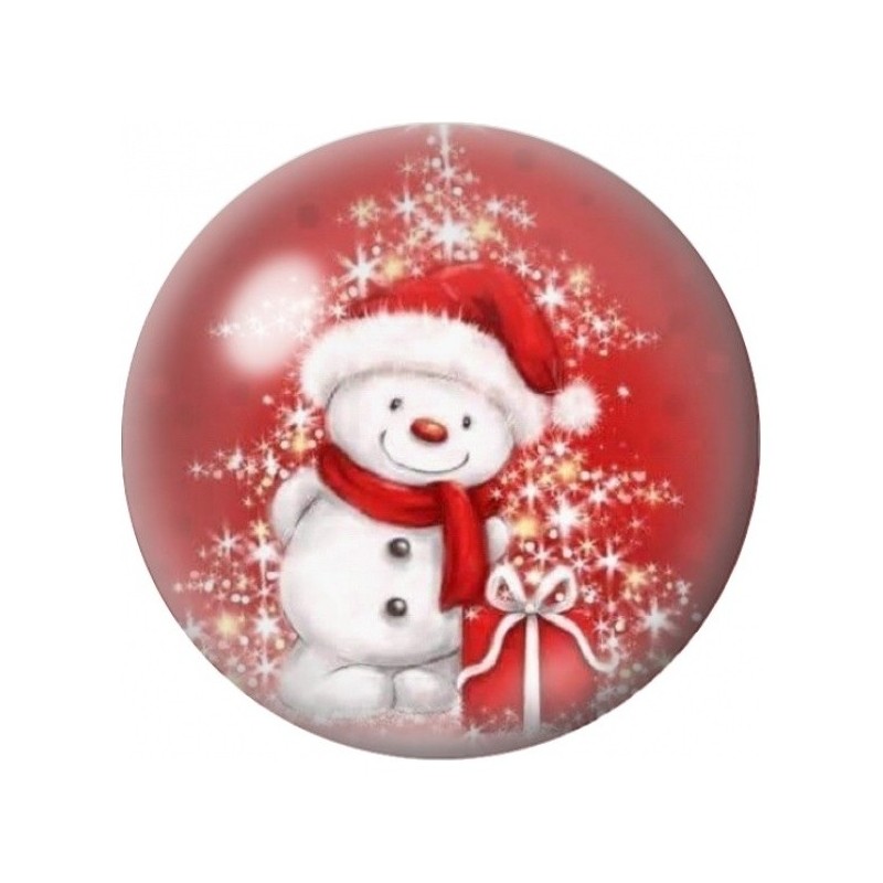 Cabochon en Verre Illustré Bonhomme de Neige Scintillant 12 à 25mm