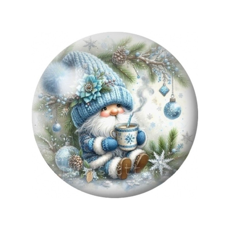 Cabochon en Verre Illustré Bonhomme de Neige à la Tasse 12 à 25mm