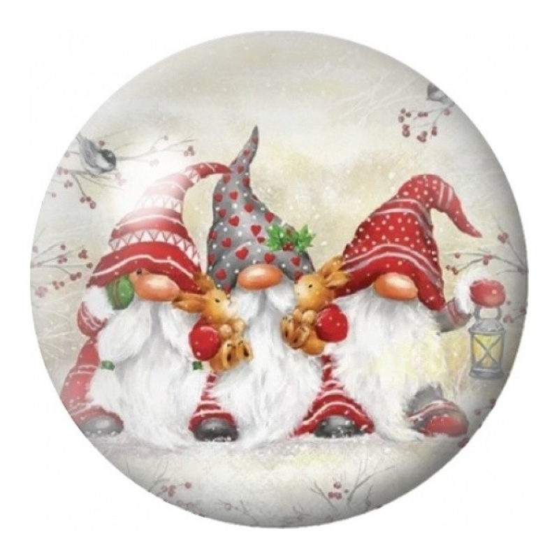 Cabochon en Verre Illustré Trio de Gnomes de Noël 12 à 25mm