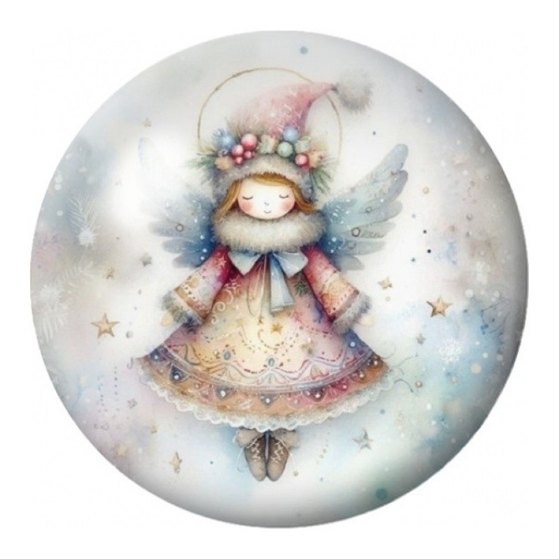 Cabochon en Verre Illustré Poupée de Noël Pastel 12 à 25mm