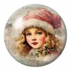 Cabochon en Verre Illustré Fillette Vintage au Bonnet Rouge 12 à 25mm pour la Création de Bijoux Fantaisie - DIY
