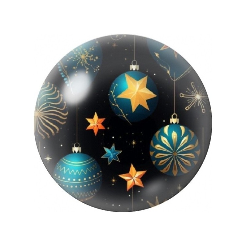 Cabochon en Verre Illustré Boules Bleues aux Étoiles 12 à 25mm