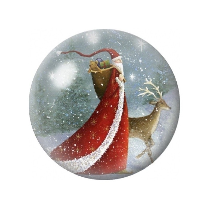 Cabochon en Verre Illustré Mère Noël et Renne 12 à 25mm