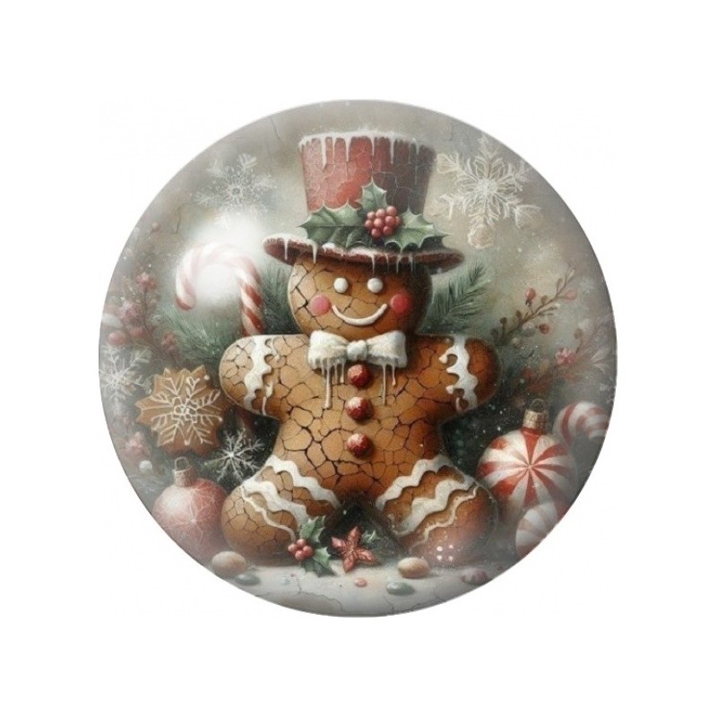 Cabochon en Verre Illustré Pain d’Épices au Haut-de-Forme 12 à 25mm
