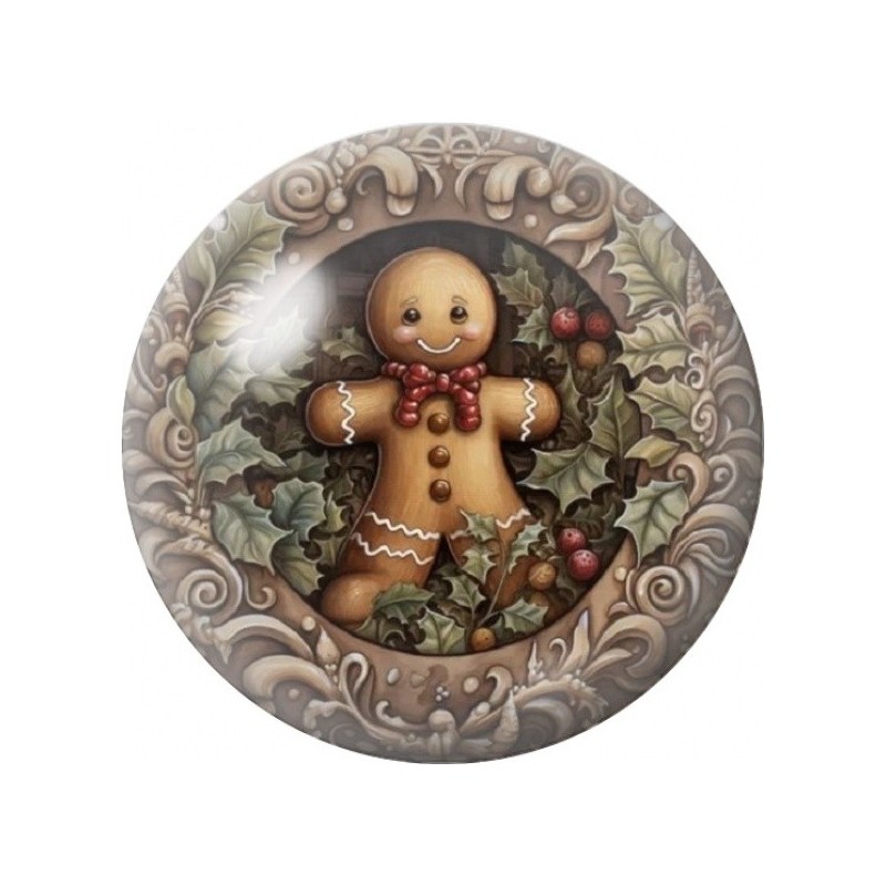 Cabochon en Verre Illustré Pain d’Épices au Cadre Baroque 12 à 25mm