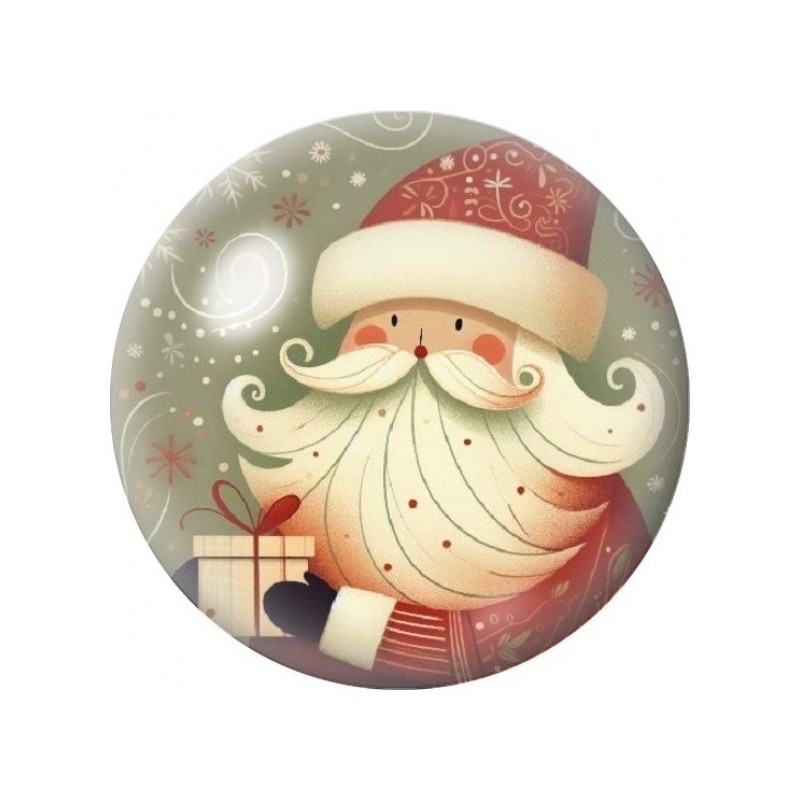 Cabochon en Verre Illustré Père Noël Stylisé au Cadeau 12 à 25mm