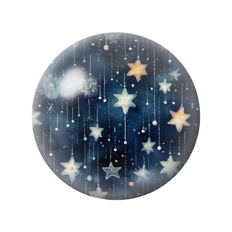 Cabochon en Verre Illustré Étoiles Suspendues dans la Nuit 12 à 25mm