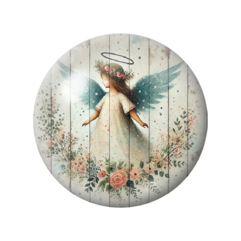 Cabochon en Verre Illustré Ange dans un Jardin Fleuri 12 à 25mm