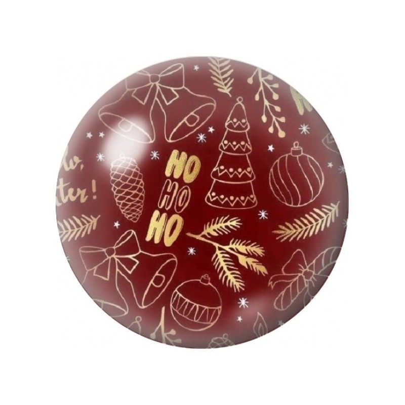 Cabochon en Verre Illustré Motifs de Noël sur Fond Rouge 12 à 25mm