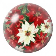 Cabochon en Verre Illustré Bouquet de Poinsettias Rouge et Ivoire 12 à 25mm pour la Création de Bijoux Fantaisie - DIY