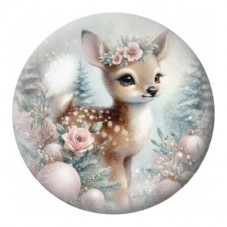 Cabochon en Verre Illustré Faon aux Fleurs Pastel 12 à 25mm pour la Création de Bijoux Fantaisie - DIY