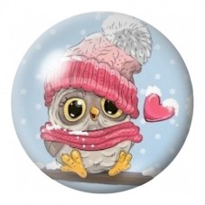 Cabochon en Verre Illustré Hibou au Bonnet Rose 12 à 25mm pour la Création de Bijoux Fantaisie - DIY